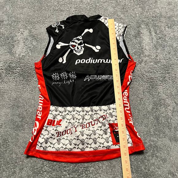 Podiumwear Tank Top Shirt Jersey Womens Medium Cycling Pockets Skull Punk - Picture 5 of 6